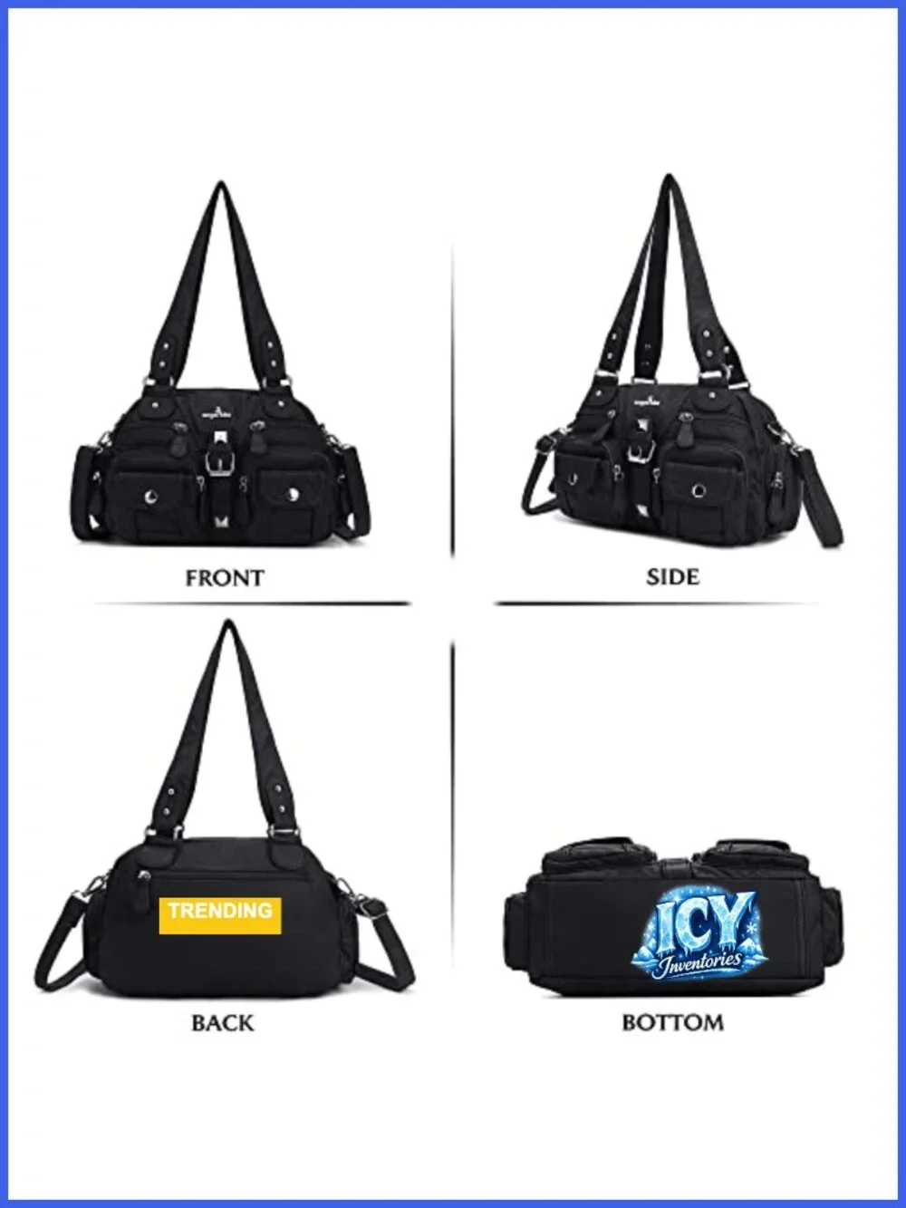 Women's Hobo Crossbody Bag Soft PU Leather Handbag Multipocket with Removable